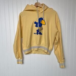 Champion Kansas Jayhawks Sweatshirt Women's S Yellow Vintage Wash Cropped